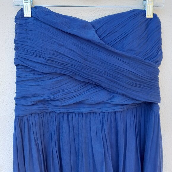 J Crew Long Silk Strapless Plisse Gown Sz 12 Black Tie Wedding Guest Formal - Picture 2 of 15